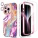 SHEDEER iPhone 16 Pro hoesje met Camerabeschermer + Schermbeschermer & Voorframe, TPU Schokbestendige 360° Bescherming, Krasbestendig telefoonhoesje, Galaxy paars