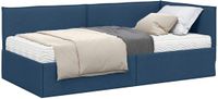 vidaXL Cadre de lit d'angle avec matelas bleu velours 100 x 200 cm
