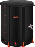 VEVOR Opvouwbare Regenton, Draagbare Regenwatertank van 201 Liter, Regenwateropvangsysteem, Regenwateropvangsysteem van 1000d PVC, Watertank, Regenton met Kraan en Overloopset, Zwart