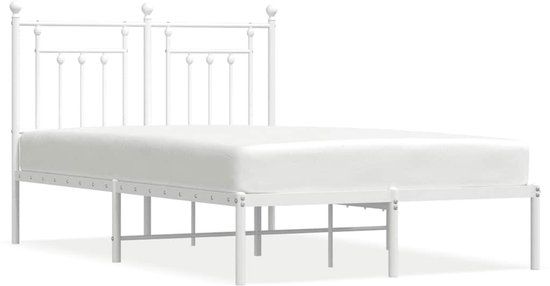 vidaXL Bedframe met hoofdbord metaal wit 120x200 cm