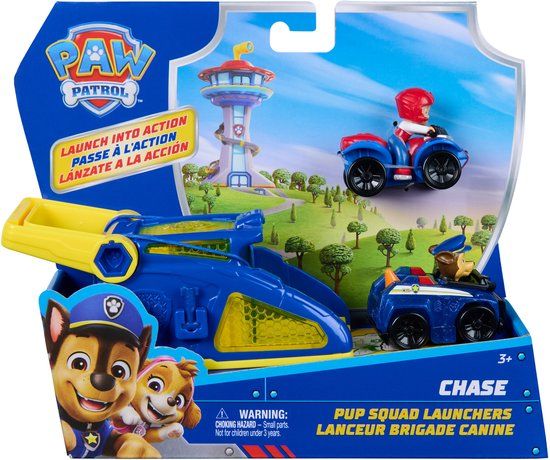 PAW Patrol Chase Pup Squad-werpers, 2-pack met Ryder-voertuig