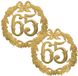 Merkloos / Sans marque Jubileum cijfer 65 jaar - 2x - deurbord - dia 24 cm - goud - plastic - leeftijd feestartikelen