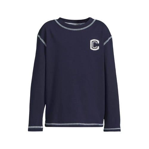 Coolcat relaxed overlock longsleeve met C logo Danny donkerblauw