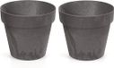Merkloos Prosperplast Bloempot/plantenpot - 2x - betonlook - antraciet - kunststof - Dia 25 cm - buiten/binnen