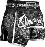 8 Weapons Muay Thai Short Carbon Sak Yant Tigers Zwart maat XL