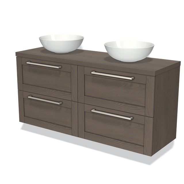 Maxaro Badkamermeubel Modulo Plato 140 cm Donkerbruin Eiken 4 Lades
