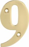 AMIG - Huisnummer 9 (Negen) - Gepolijst Messing – 50 x 1.5mm – Schroefbaar