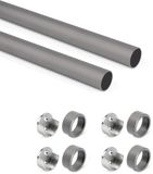 Emuca Eleganca luxe zilveren kledingroede - set van 2 stuks - 115cm
