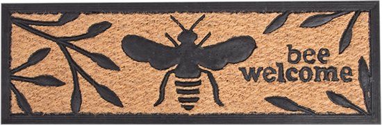 Esschert Design Deurmat bijenprint - 25x75.5cm - Zwart - Rubber