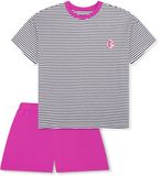 SCHIESSER Meisjes Pyjama Kort Gestreept Fuchsia Katoen Maat 152