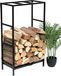 DanDiBo Étagère à bois pour poêle à bois, intérieur, métal, noir, 80 cm, avec tiroir (96356)