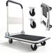 Plateforme pliable - Chariot de transport/Chariot à main - Capacité de charge 150 kg - Roulettes pivotantes - Surface de chargement antidérapante - Barre de poussée pliable - Dimensions 73,5 x 48 x 82,5 cm