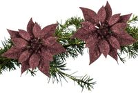 Billiet - Vanlaere Étoile de Noël Décoration de sapin de Noël - 2 pièces - 18 cm - Rouge foncé - Sur pince - Plastique