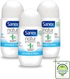 Sanex 3 x Roll-on déodorant Bambou Invisible Fraîcheur - 50 ml