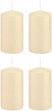 Trend Candles Bougie cylindrique/bougie tronc - 4x - blanc crème - 5 x 10 cm - 23 heures de combustion