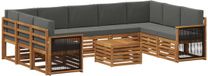 vidaXL - Salon d'angle - Acacia massif - Naturel et anthracite - 4 places