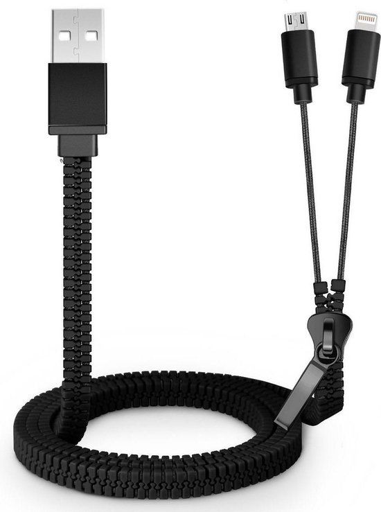 Jupio MicroUSB en Apple Lightning USB kabel - Rits design - 0.80 m
