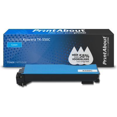 PrintAbout Huismerk Kyocera TK-550C Cyaan Toner | 7000 pagina's | Compatibel