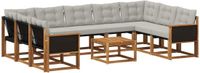 vidaXL Hoek loungeset 9 zitplekken acacia hout naturel en lichtgrijs
