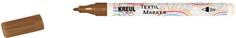 KREUL 90664 - Textielmarker fijn, bruin, lijndikte ca. 1 tot 2 mm, textielverfstift voor lichte stoffen & textiel, wasvast na fixatie