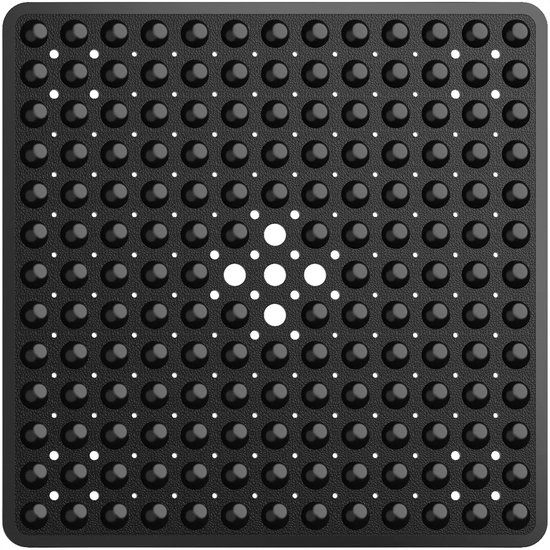 Avalo Anti-Slip Shower Mat - 53x53CM - Black - With Suction Cups - Bathroom Mat