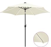 vidaXL Parasol met LED-verlichting en aluminium paal 300 cm zandwit