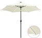 vidaXL Parasol met LED-verlichting en aluminium paal 300 cm zandwit