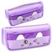 LeanToys Trousse à crayons à deux compartiments, motif chat, violet, 22 cm