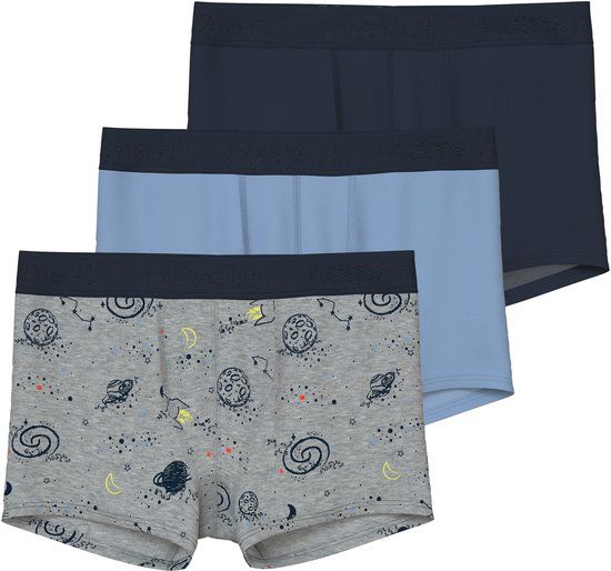 NAME IT NKMBOXER 3P GREY SPACE NOOS Jongens Onderbroeken