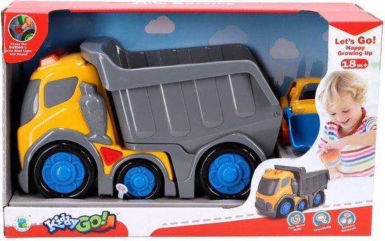 Orange Elephant Kiddygo Dump Truck 31 Cm + Licht En Geluid