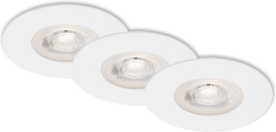Briloner Leuchten Lichten - LED-inbouwlampen, set van 3, plafondlampen dimbaar, elk 5 watt, elk 460 lumen, 3.000 Kelvin, IP44, wit, 90x25mm (DxH), 7047-036