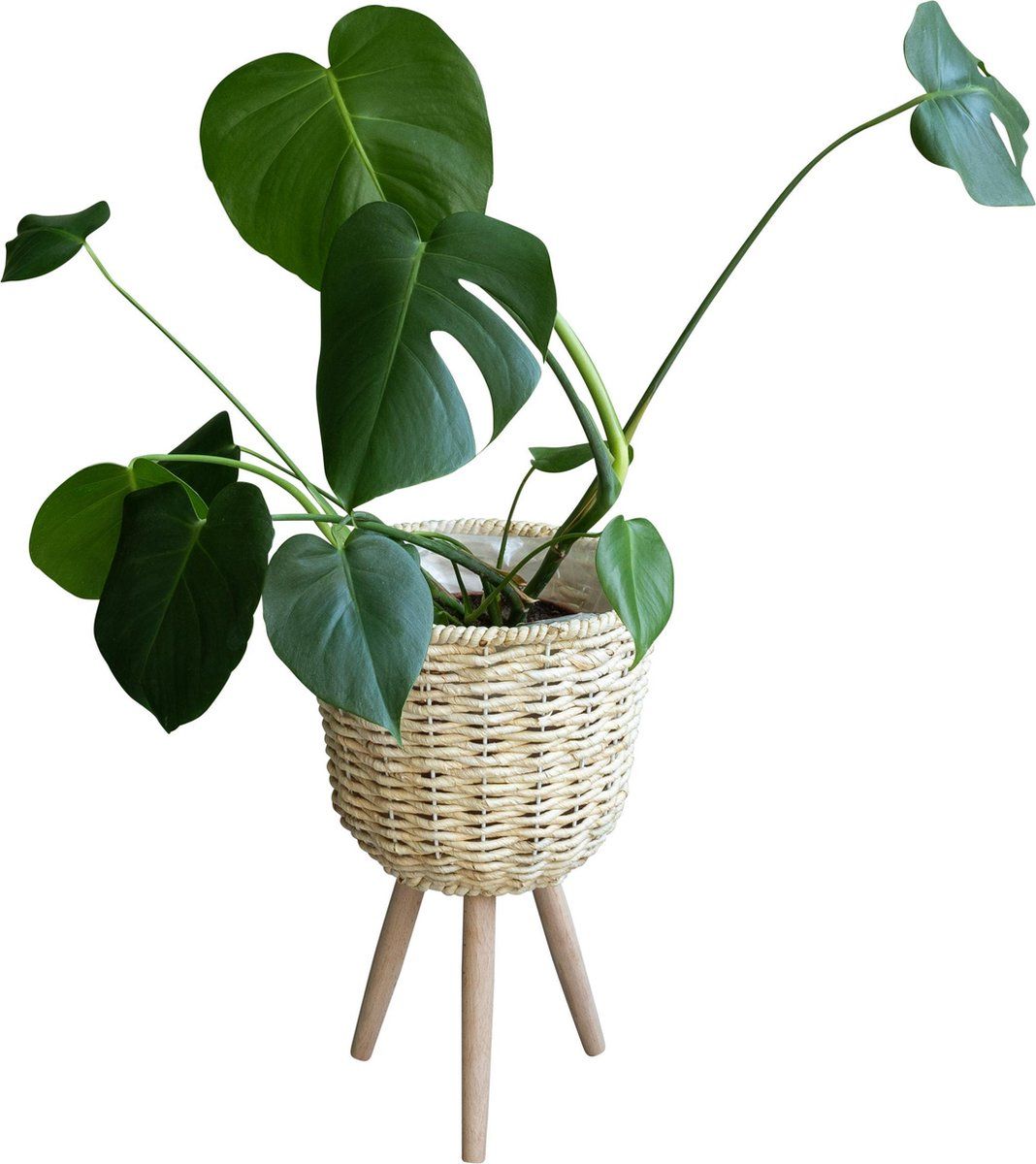 QUVIO Plantenmand op driepoot - 26 x 41,5 cm (dxh) - Lichtbruin
