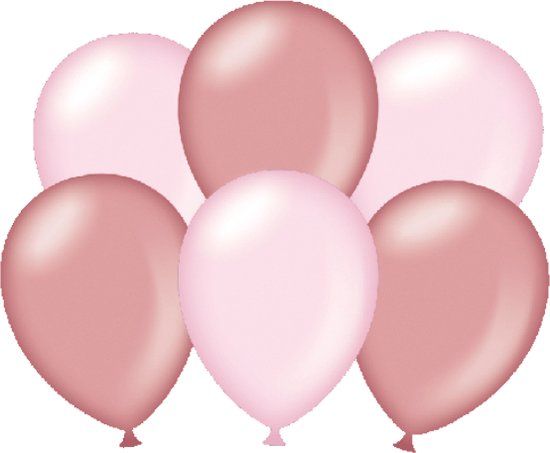 Party Balloons - Metallic Silver - Rose Gold - 6 Pack - 30cm
