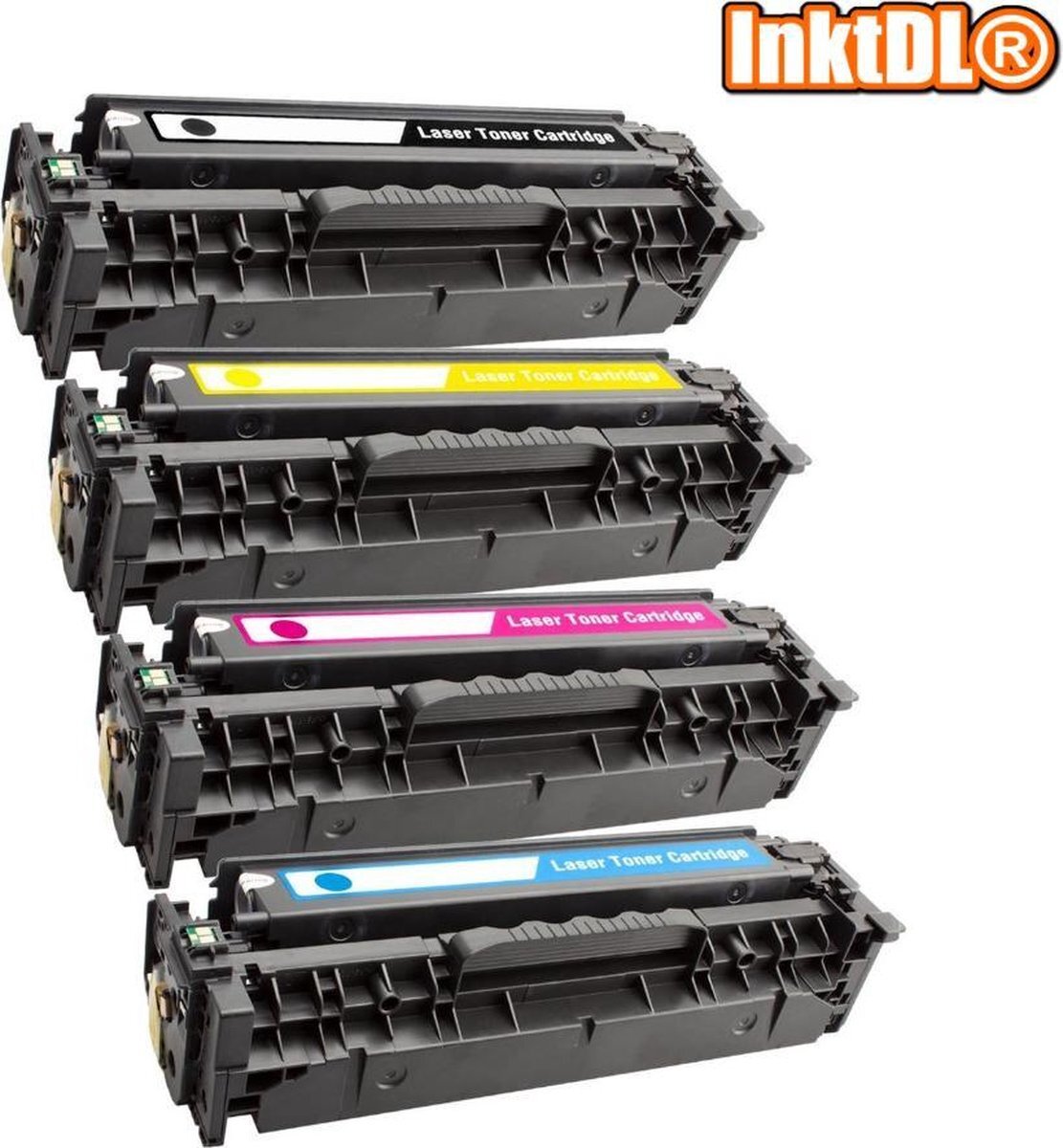 InktDL Compatible XL Multipack Laser toners cartridge voor HP 312A / 312X (CF-380X, CF-381A, CF-382A en CF-383A) | Geschikt voor HP Color Laserjet Pro M476DN, M476DW, M476NW, MFP M476DN, MFP M476DW, MFP M476NW (Zwart, Cyaan, Magenta & Geel)