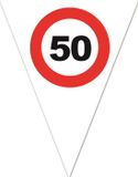 Merkloos / Sans marque Espa Nv Vlaggenlijn 50 jaar - 6x - stopbord opdruk - 5 meter - Plastic - 50e verjaardag - Sarah/Abraham