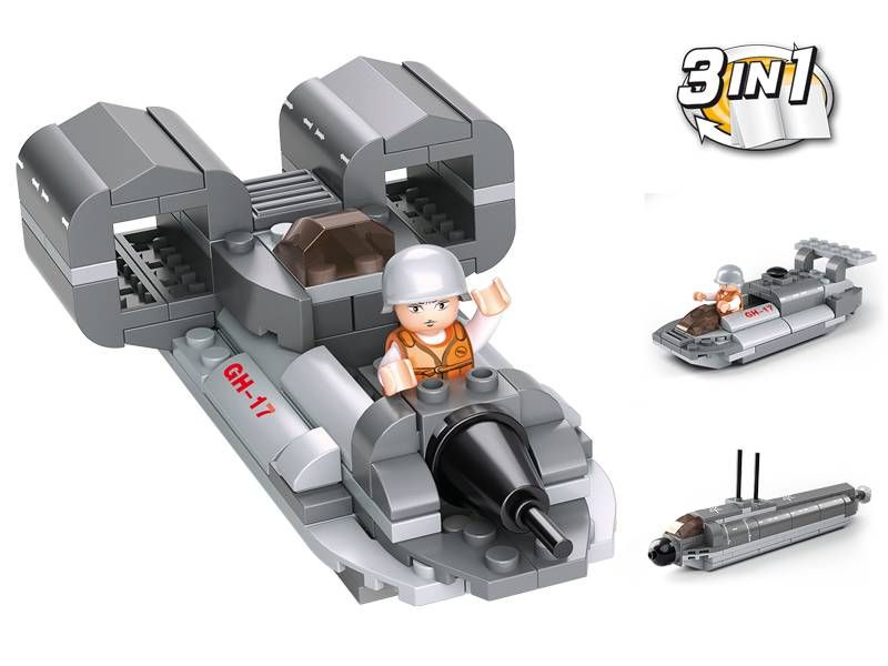 Sluban Army 9 into 1 Jetboot 3-In-1 - Grijs