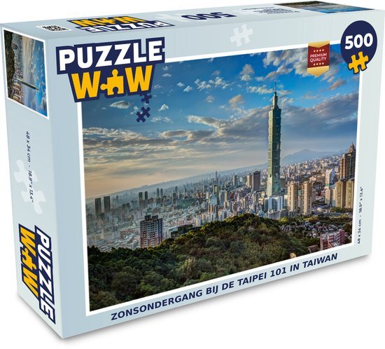 MuchoWow Puzzel Zonsondergang bij de Taipei 101 in Taiwan - Legpuzzel - Puzzel 500 stukjes