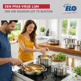 ELO 9884650 4-delige pannenset, set van 3 kookpannen 24, 28 en 32 cm en 1 kookpan 14 cm Elo Profi glanzend, roestvrij staal, inductie