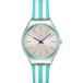 Swatch SYXS160 Dames Horloge Groen Siliconen Band Zilverkleurig Stalen Kast Mineraalglas Analoog 38mm 3 ATM