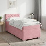 vidaXL Boxspringbed met matras Roze 100 x 200 cm Fluweel