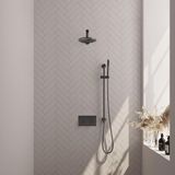 Brauer Gunmetal Carving Thermostatische Regendoucheset Inbouw - Hoofddouche 20 cm - Rechte Wandarm - Met Drukknoppen - Handdouche Staaf - Doucheslang