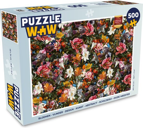 MuchoWow Puzzel Bloemen - Kunst - Vlinder - Legpuzzel - Puzzel 500 stukjes