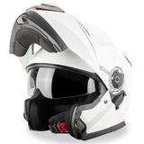 VINZ Helmets Santos Systeemhelm met Zonnevizier - Scooterhelm & Motorhelm & Brommerhelm - ECE 22.06 goedgekeurd - Wit - XXL