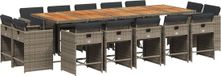 vidaXL 15-delige Tuinset met Kussens, Poly Rattan, Grijs