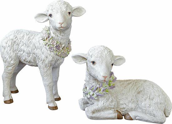 Loberon Decoratief lammetje set van 2 Pepperell wit