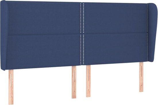 vidaXL Hoofdbord met randen 203x23x118/128 cm stof blauw