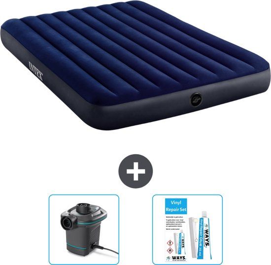 Intex Luchtbed - 2-Persoons - 152 x 203 x 25 cm - Blauw - Inclusief Pomp en Reparatieset