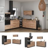 Vicco Keuken Fame-Line, Goudkleurig Eiken/Antraciet, 340 cm