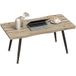 Table basse nordique réglable, bois et acier, 100x50x45 cm, noir et chêne
