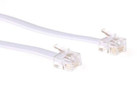 ACT Witte 3 meter platte telefoonkabel met RJ12 connectoren